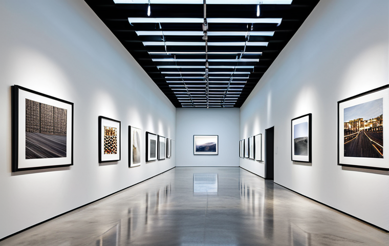 A sleek, contemporary art gallery interior designed for grand art installations. The vast space features towering high ceilings, smooth white walls, and polished concrete floors. Strategic, dynamic track lighting casts precise illumination, seamlessly blending with diffused natural light filtering in from unseen skylights. Subtle, acoustically engineered paneling is integrated into the architecture. The minimalist design emphasizes adaptable spaces, ready to host diverse artistic expressions. professional photography, high resolution, architectural visualization, perfect anatomy, correct proportions, natural pose, well-formed hands, proper finger count, natural body proportions, safe for work, appropriate content, fully clothed, modest clothing, appropriate attire, professional dress, professional, high quality.
